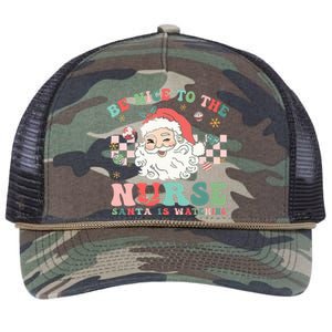 Nurse Christmas Be Nice To The Nurse Santa Is Watching Retro Rope Trucker Hat Cap