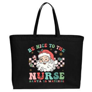 Nurse Christmas Be Nice To The Nurse Santa Is Watching Cotton Canvas Jumbo Tote