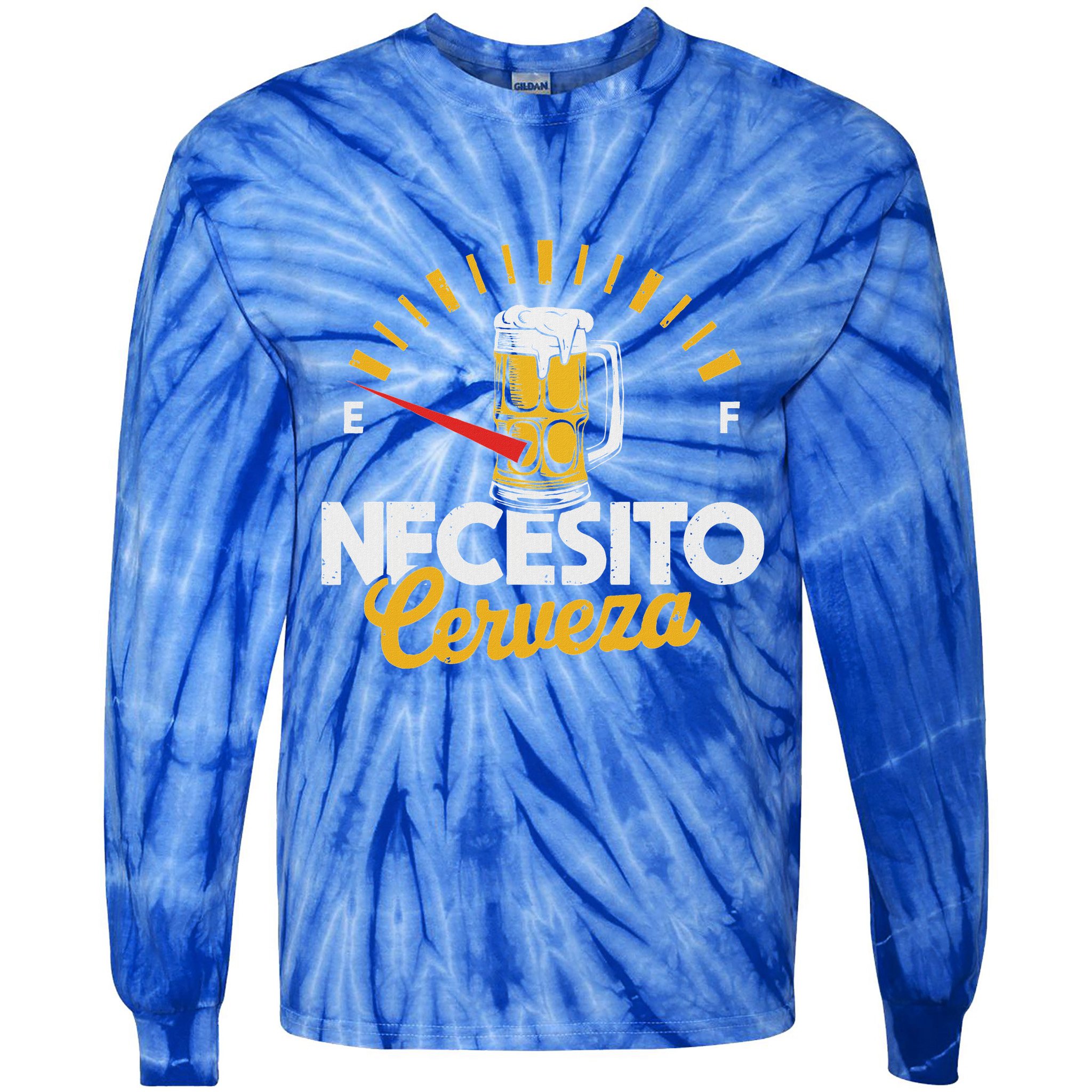 Necesito Cerveza Beer Lover Tie-Dye Long Sleeve Shirt