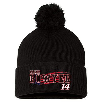N.A.S.C.A.R Clint Bowyer Flag Pom Pom 12in Knit Beanie