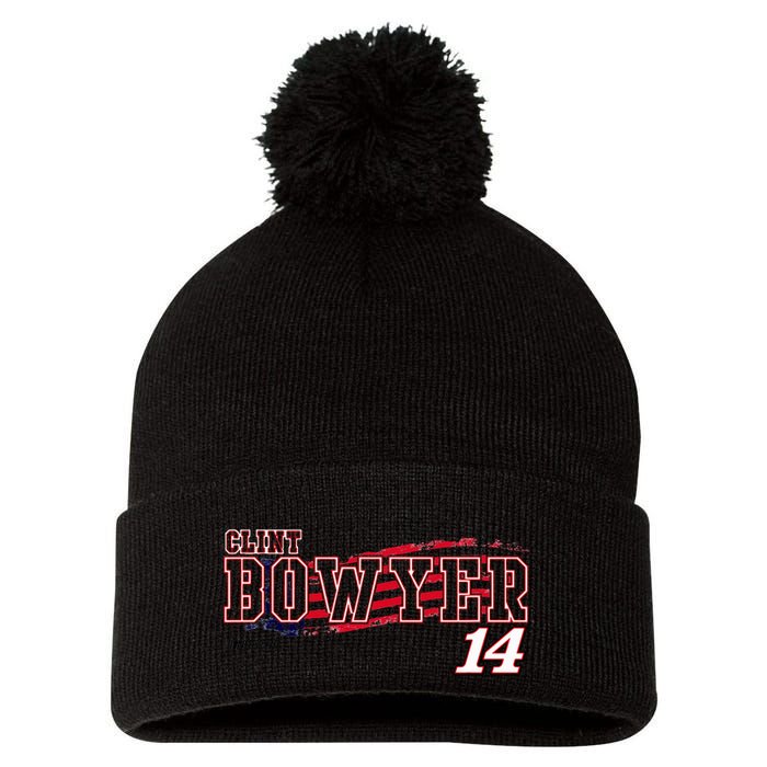N.A.S.C.A.R Clint Bowyer Flag Pom Pom 12in Knit Beanie