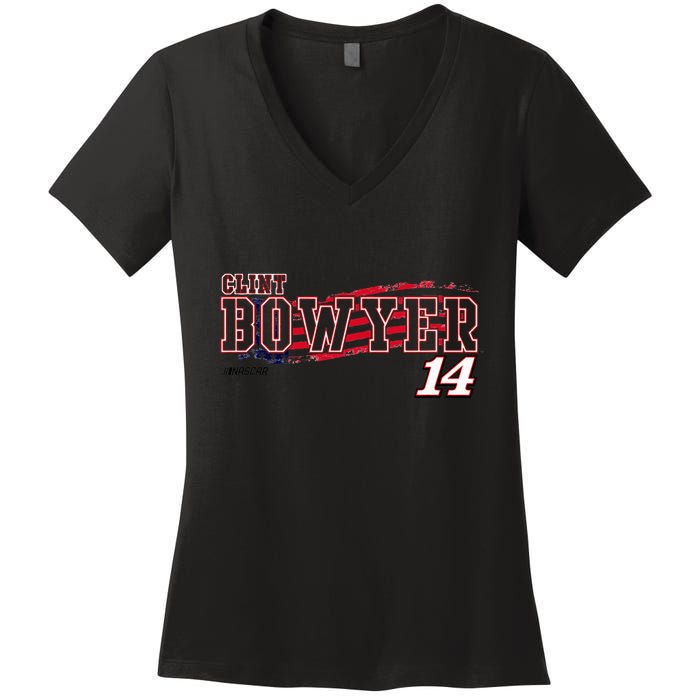 N.A.S.C.A.R Clint Bowyer Flag Women's V-Neck T-Shirt