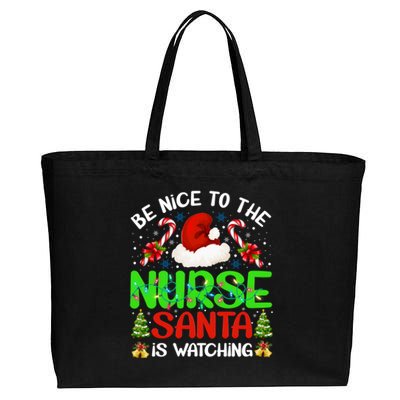 Nurse Christmas Be Nice To The Nurse Santa Is Watching Gift Cotton Canvas Jumbo Tote