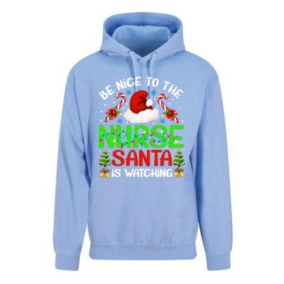 Nurse Christmas Be Nice To The Nurse Santa Is Watching Gift Unisex Surf Hoodie