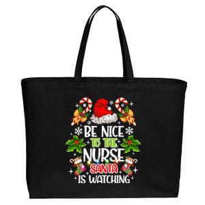 Nurse Christmas Be Nice To The Nurse Santa Is Watching Gift Cotton Canvas Jumbo Tote