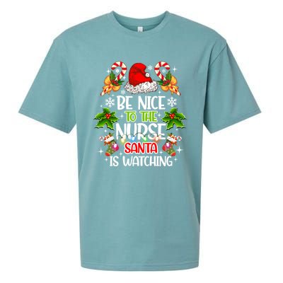 Nurse Christmas Be Nice To The Nurse Santa Is Watching Gift Sueded Cloud Jersey T-Shirt