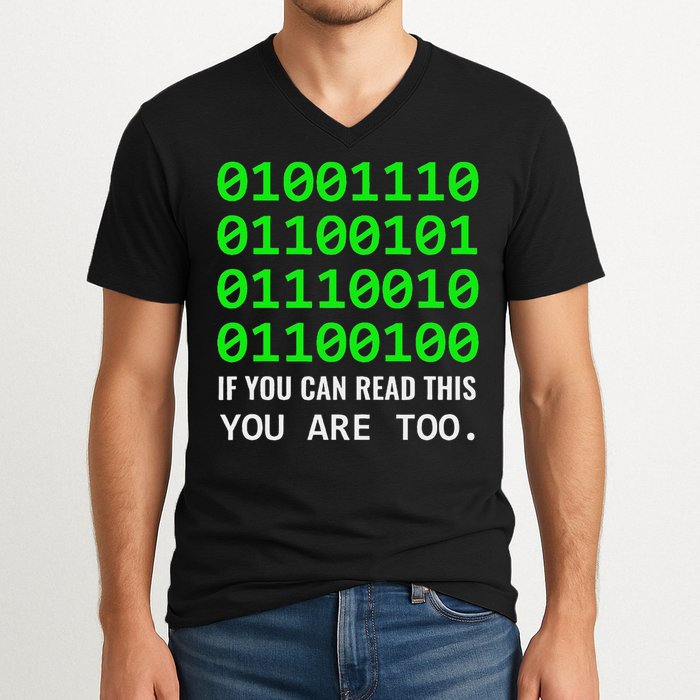 Nerd Computer Binary Code For Developer Geeks & Admins V-Neck T-Shirt
