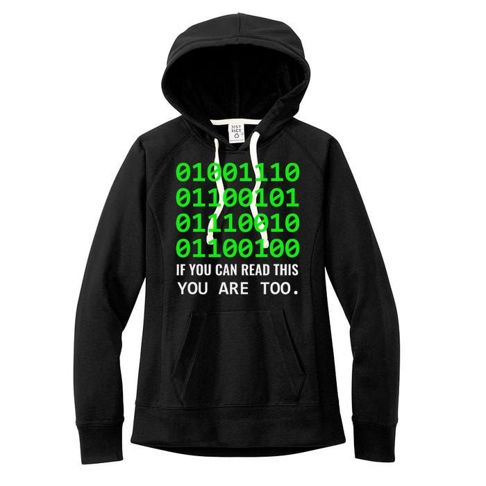 Nerd Computer Binary Code For Developer Geeks & Admins Women's Fleece Hoodie