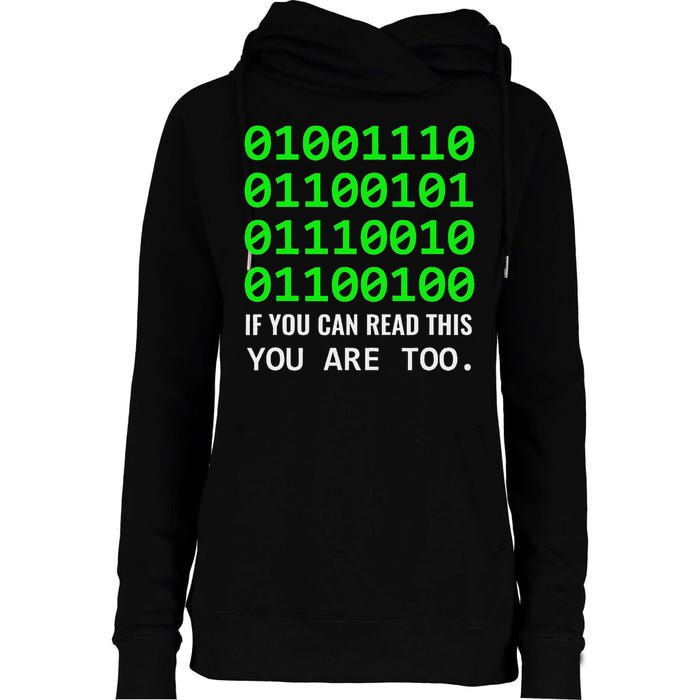 Nerd Computer Binary Code For Developer Geeks & Admins Womens Funnel Neck Pullover Hood