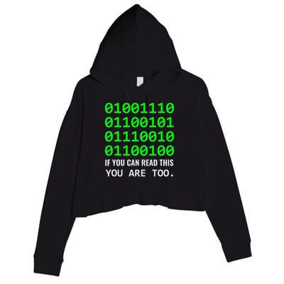 Nerd Computer Binary Code For Developer Geeks & Admins Crop Fleece Hoodie
