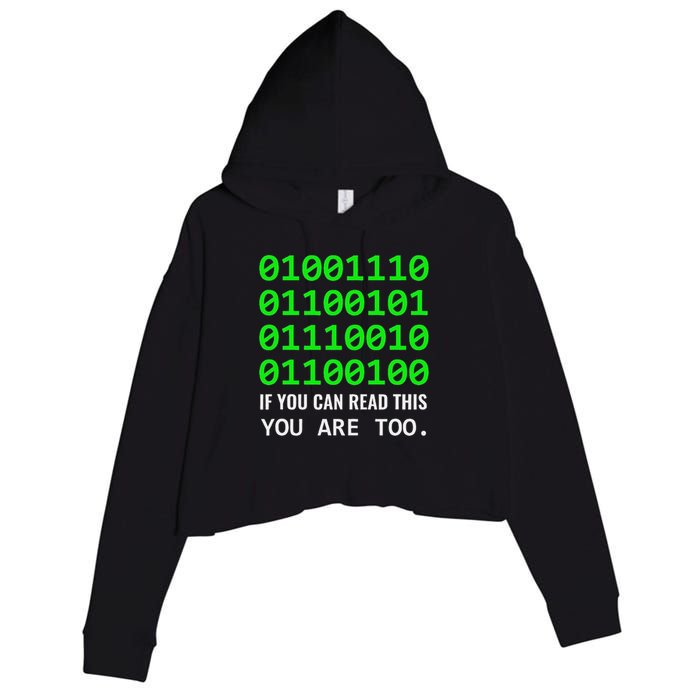 Nerd Computer Binary Code For Developer Geeks & Admins Crop Fleece Hoodie