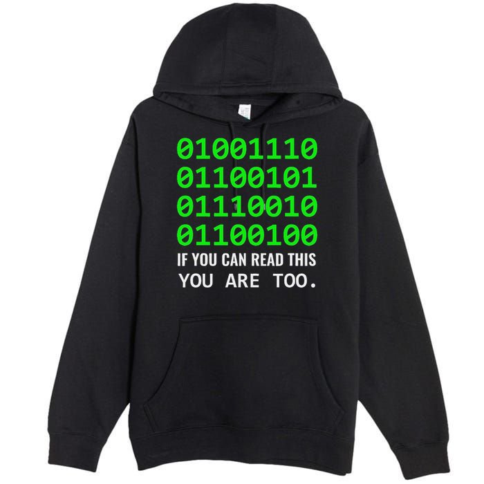 Nerd Computer Binary Code For Developer Geeks & Admins Premium Pullover Hoodie