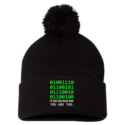 Nerd Computer Binary Code For Developer Geeks & Admins Pom Pom 12in Knit Beanie