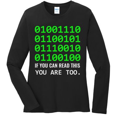 Nerd Computer Binary Code For Developer Geeks & Admins Ladies Long Sleeve Shirt
