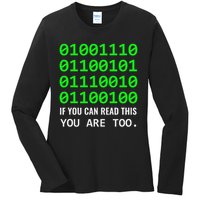 Nerd Computer Binary Code For Developer Geeks & Admins Ladies Long Sleeve Shirt