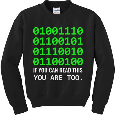 Nerd Computer Binary Code For Developer Geeks & Admins Kids Sweatshirt