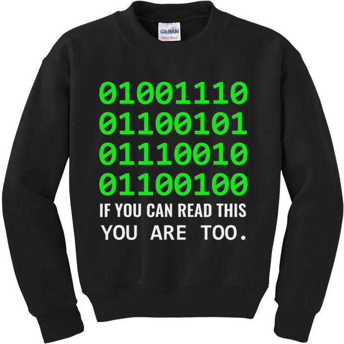 Nerd Computer Binary Code For Developer Geeks & Admins Kids Sweatshirt