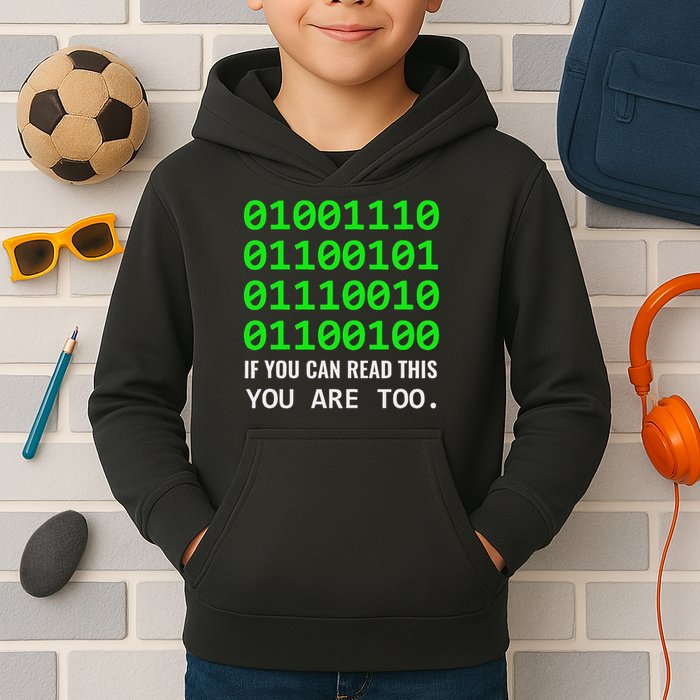 Nerd Computer Binary Code For Developer Geeks & Admins Kids Hoodie