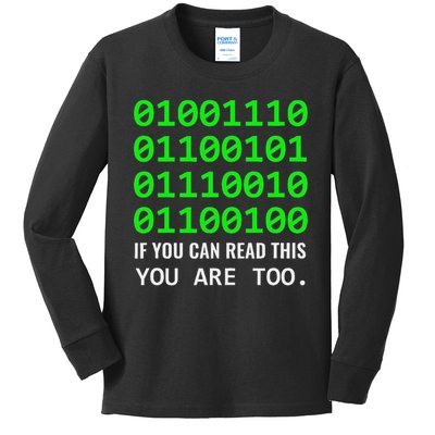 Nerd Computer Binary Code For Developer Geeks & Admins Kids Long Sleeve Shirt