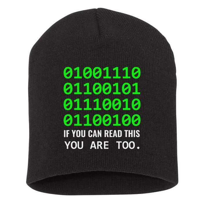 Nerd Computer Binary Code For Developer Geeks & Admins Short Acrylic Beanie