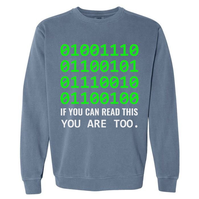Nerd Computer Binary Code For Developer Geeks & Admins Garment-Dyed Sweatshirt