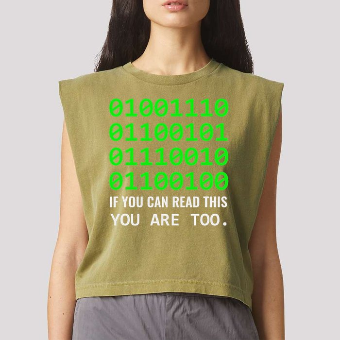 Nerd Computer Binary Code For Developer Geeks & Admins Garment-Dyed Women's Muscle Tee