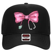 Nurse Coquette Bow Stethoscope Nursing Doctor High Crown Mesh Back Trucker Hat