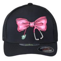 Nurse Coquette Bow Stethoscope Nursing Doctor Flexfit Unipanel Trucker Cap