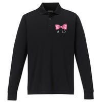 Nurse Coquette Bow Stethoscope Nursing Doctor Performance Long Sleeve Polo