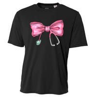 Nurse Coquette Bow Stethoscope Nursing Doctor Cooling Performance Crew T-Shirt