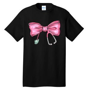 Nurse Coquette Bow Stethoscope Nursing Doctor Tall T-Shirt