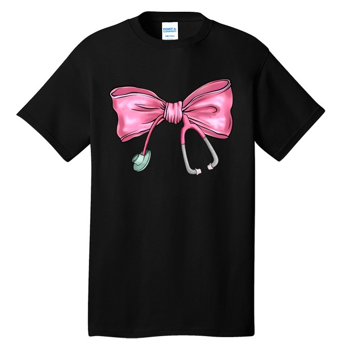 Nurse Coquette Bow Stethoscope Nursing Doctor Tall T-Shirt