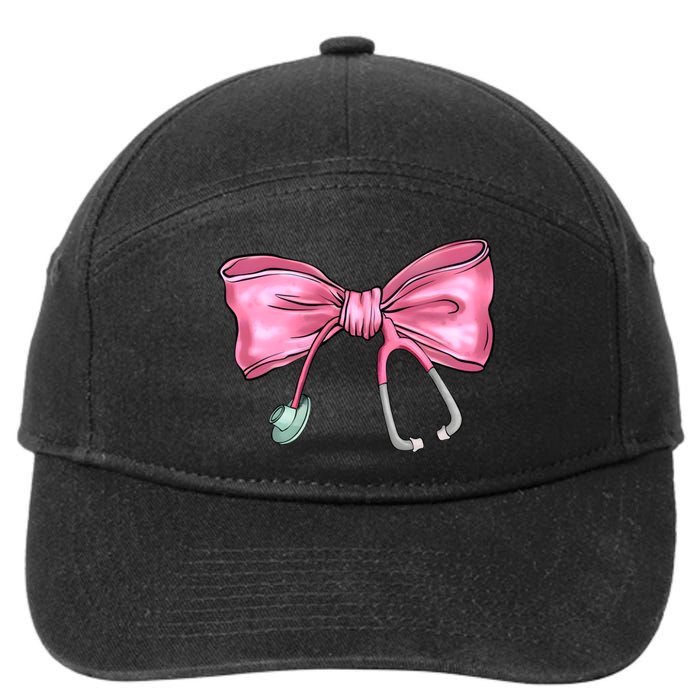 Nurse Coquette Bow Stethoscope Nursing Doctor 7-Panel Snapback Hat