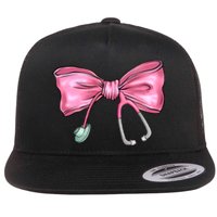 Nurse Coquette Bow Stethoscope Nursing Doctor Flat Bill Trucker Hat