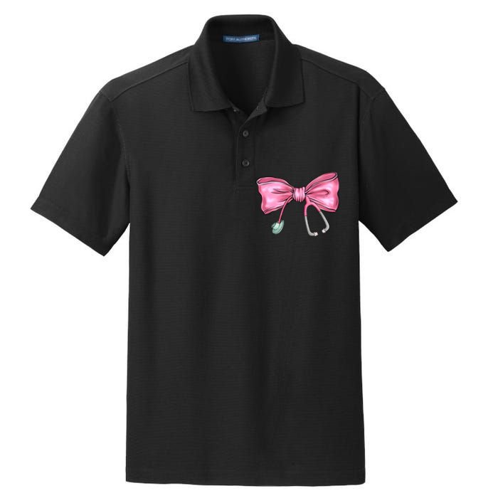 Nurse Coquette Bow Stethoscope Nursing Doctor Dry Zone Grid Polo