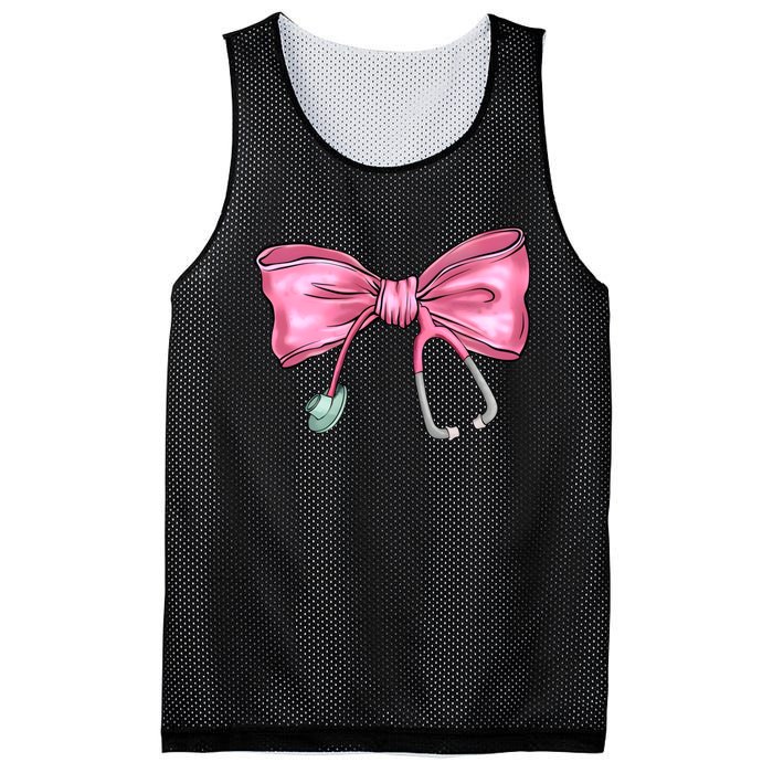 Nurse Coquette Bow Stethoscope Nursing Doctor Mesh Reversible Basketball Jersey Tank