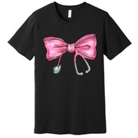 Nurse Coquette Bow Stethoscope Nursing Doctor Premium T-Shirt