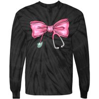 Nurse Coquette Bow Stethoscope Nursing Doctor Tie-Dye Long Sleeve Shirt