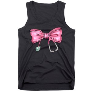 Nurse Coquette Bow Stethoscope Nursing Doctor Tank Top