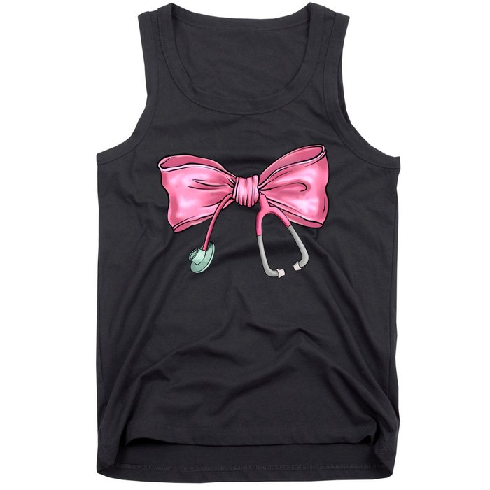 Nurse Coquette Bow Stethoscope Nursing Doctor Tank Top