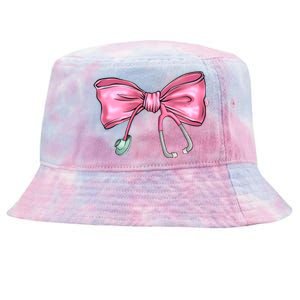 Nurse Coquette Bow Stethoscope Nursing Doctor Tie-Dyed Bucket Hat