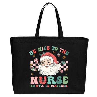 Nurse Christmas Be Nice To The Nurse Santa Is Watching Cotton Canvas Jumbo Tote