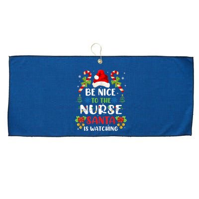 Nurse Christmas - Be Nice To The Nurse Santa is Watching Large Microfiber Waffle Golf Towel