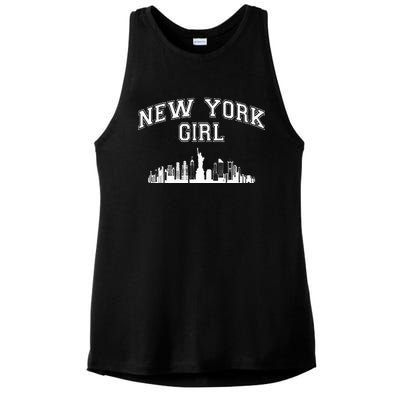 Newyork City Born Nyc New York Girl Ladies PosiCharge Tri-Blend Wicking Tank