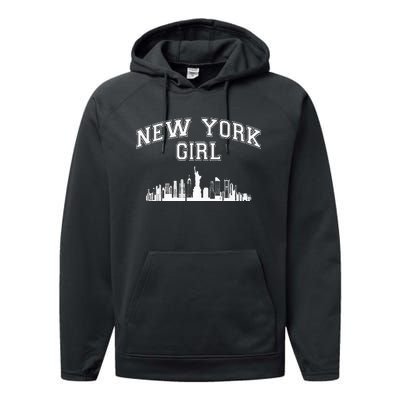 Newyork City Born Nyc New York Girl Performance Fleece Hoodie