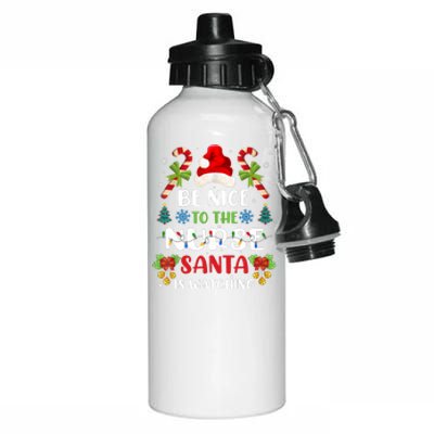 Nurse Christmas Be Nice To The Nurse Santa Is Watching Aluminum Water Bottle