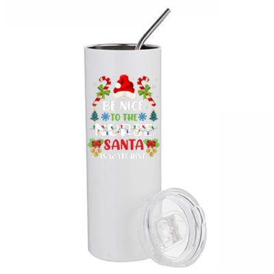 Nurse Christmas Be Nice To The Nurse Santa Is Watching Stainless Steel Tumbler