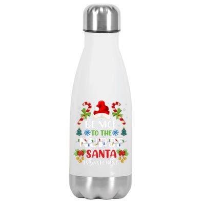 Nurse Christmas Be Nice To The Nurse Santa Is Watching Stainless Steel Insulated Water Bottle