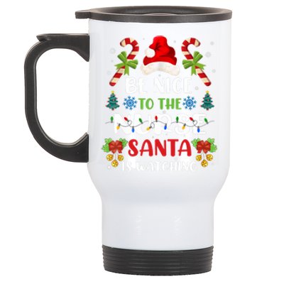 Nurse Christmas Be Nice To The Nurse Santa Is Watching Stainless Steel Travel Mug