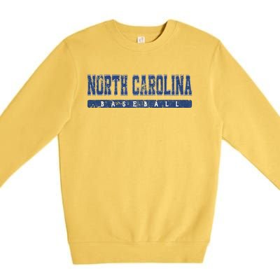 North Carolina Baseball Blue Vintage Text Premium Crewneck Sweatshirt